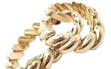 Vintage Tiffany & Co 14k Yellow Gold Set Of Two Macaroni San Marco Link Bracelet