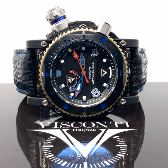 Visconti - Abyssus Sport Dive 3000 Deep Blue Sharkskin Strap - W108-04-168-0019 - Men - Brand New
