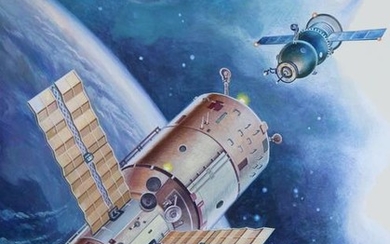 Vladimir Beilin (20th C) "Mir Space Station Orbit"