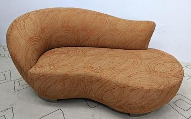 Vladimir Kagan Style Love Seat Sofa. Wave form with ch