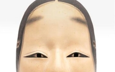 WOODEN NOH THEATRE MASK OF THE WAKA-ONNA TYPE...
