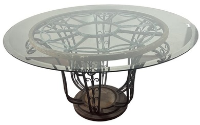 WROUGHT IRON AND BEVELED GLASS CENTER TABLE