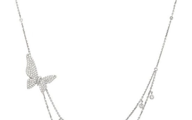 White Gold and Diamond Butterfly Necklace