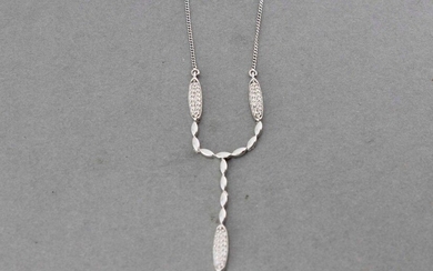 White gold necklace decorated with 3 diamond-set motifs - Gross...