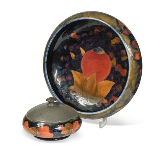William Moorcroft for Liberty & Co., a Pomegranate pattern powder box and cover