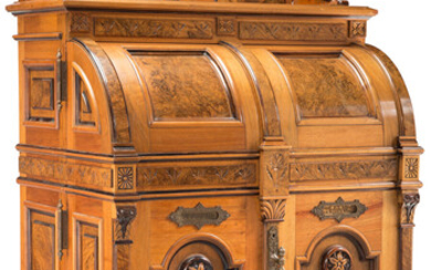 Wooton Desk Company (1870-1891), A Wooton Desk Co. Renaissance Revival Walnut Desk with Original Hardware (circa 1880)
