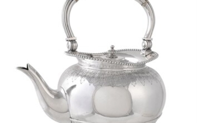 Y A Victorian circular silver kettle on stand by Elkington & Co.