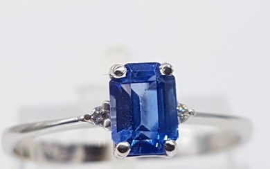 Zaffiro Blu Cornflower - 18 kt. White gold - Ring - 1.10 ct Sapphire - Diamonds