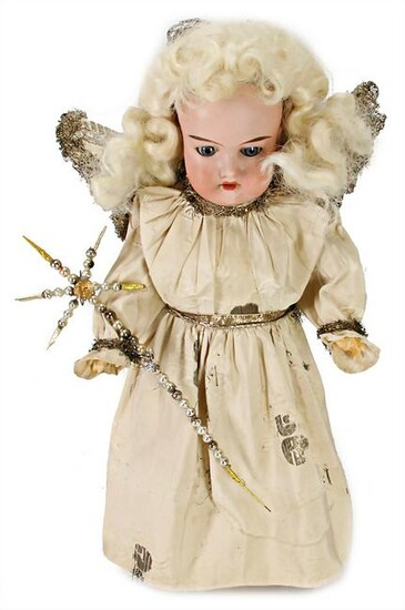 bisque porcelain head doll, AM390 as Christmas angel