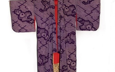 circa 1900 Meiji Japanese antique handwoven silk kosode