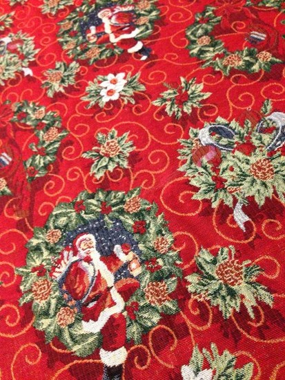 red base and multicolored decorations finished in golden thread - cotton blend - Second half 20th century