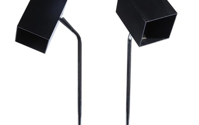 A black-enameled two-light table lamp, designed by Robert Sonneman...