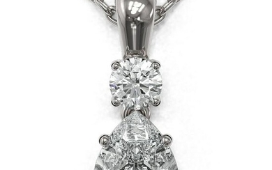 0.9 ctw Pear Cut Diamond Designer Necklace 18K White