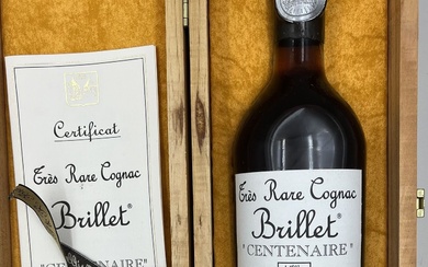1 blle Grande Champagne Très rare Cognac BRILLET "Centenaire" 1900 - 2000 70 cl - 41°. Présentation et niveau, impeccables. Caisse bois.