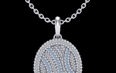 1 ctw Micro Pave Blue & White VS/SI Diamond Necklace 14k White Gold