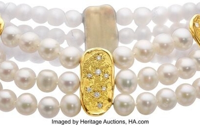 10028: Patricia Frattauro Diamond, Cultured Pearl, Gold