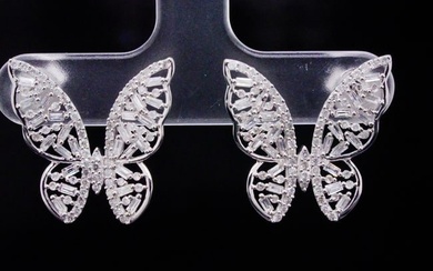 1.00ctw SI1-SI2/G-H Diamond and 14K Butterfly Earrings