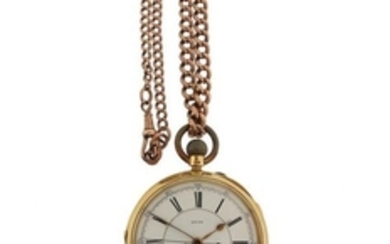 An 18ct gold pocket watch with stem wind, Roman nu…