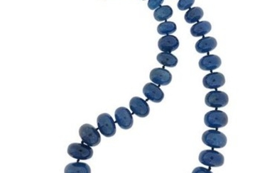 A tanzanite bead necklace, the graduated rondel-shaped beads...