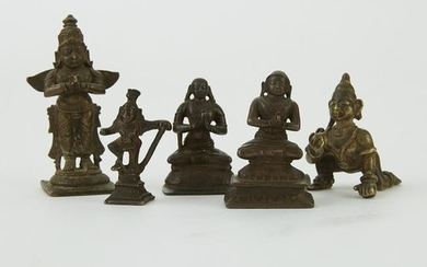 Group of 5 Small Indian Bronzes