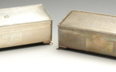 Two silver mounted table cigarette boxes.