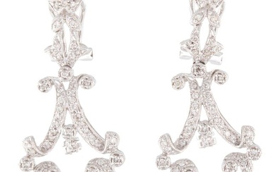 14 kt. White Gold and Diamond Dangle Earrings