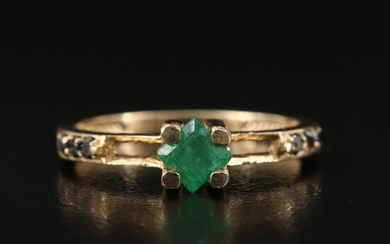 14K Emerald and Black Diamond Ring