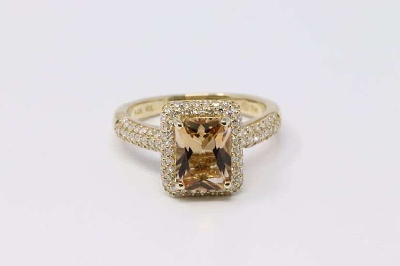 14KT Diamond/Yellow Stone Ring