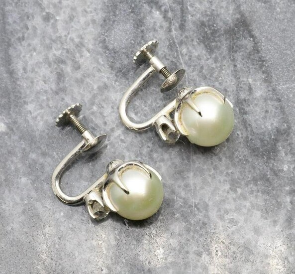 14KW Gold Pearl and Diamond Earrings