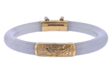 14k Gold Jade Bangle Bracelet