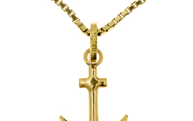 14k Yellow Gold Anchor Necklace.