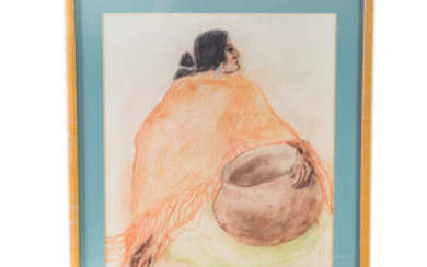 R.C. Gorman. Indian Woman Woman With Bowl, print