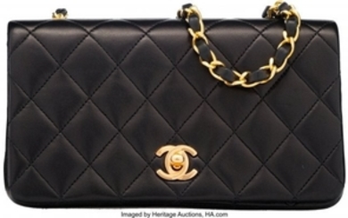 16028: Chanel Black Quilted Lambskin Leather Mini Shoul