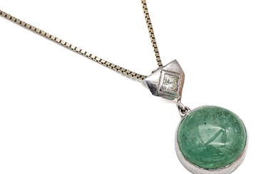 18 kt gold emerald-diamond-pendant , WG 750/000, single...