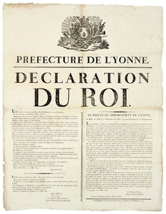 1814. (Retour du Roi LOUIS XVIII). YONNE: Déclarat…