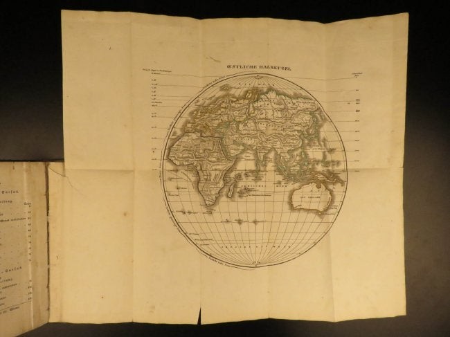 1843 Folding Color German World Maps Europe Americas