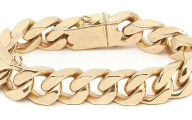 18K Gold Men's Flat Curb Link Bracelet
