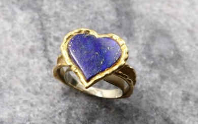 18KY Gold Lapis Heart Ring