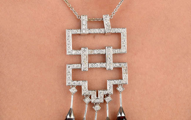 18ct gold diamond & garnet pendant, with chain