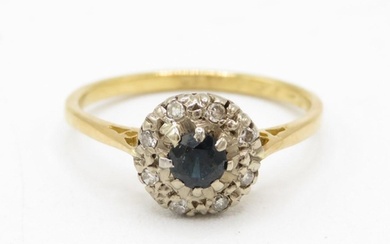 18ct gold sapphire and diamond set cluster ring (2.7g) Size ...