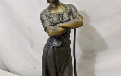 1906 AJ Scotte Spelter Bronze La Moisson Lady Sculpture