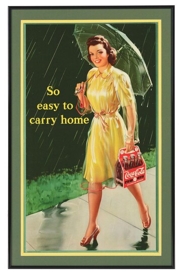 1942 Small Vertical Coca-Cola Poster. Framed: 31" x 19...