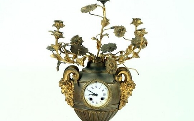 19TH C. FRENCH BRONZE CLOCK FLORAL CANDELABRA TOP