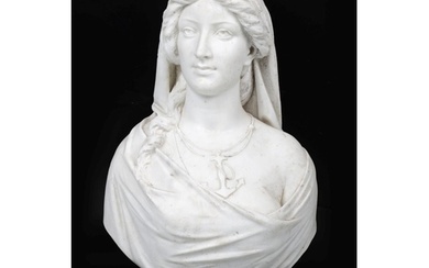 19TH-CENTURY FRENCH CARRARA MARBLE BUST