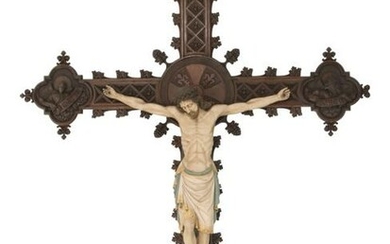 19th Century Carved Wooden Crucifix