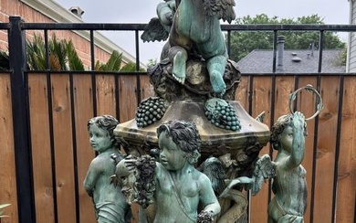 19th Century Italian Cherubs and Grapes Bronze Fountain Sculpture