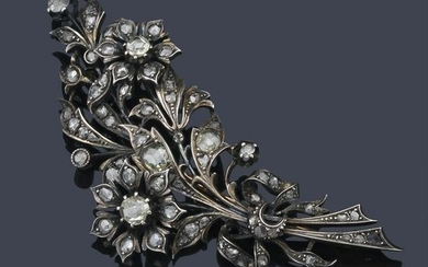 19th century floral brooch with rose cut diamonds in