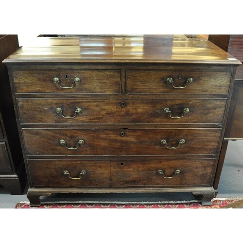 19th century mahogany straight front chest of two short and ...