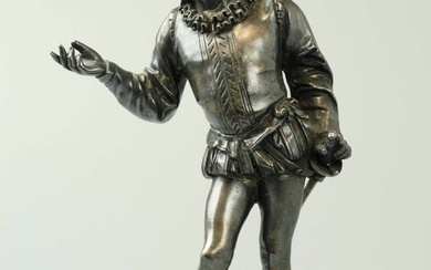 19th century silver-plated bronze figure sculpture, signed" Emile Guillemin" (1841-1907)