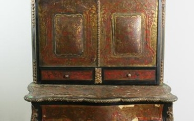 19thC French Boulle Style Inlaid Secretary Desk
